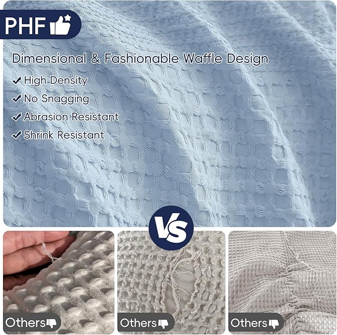 PHF Lightweight Waffle Weave Blanket Twin Size, Breathable & Ultra Soft, 66"x 90" Soft & Cozy Thin Blanket for All Season & Hot Sleepers, Bed, Home Decor - Sky Blue