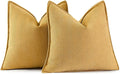 MIULEE Pack of 2 Gold Decorative Pillow Covers 18x18 Inch Soft Chenille Luxurious Couch Throw Pillows Farmhouse Cushion Covers with Elegant Design for Sofa Bedroom Living Room Spring Home Decor