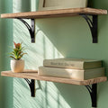 Reinforced Steel Bracket Room Shelves for Bedroom Wall - Easy to Install, Template and Video Included - Wall Mounted Rustic Wood Shelves for Bathroom, Home Decor
