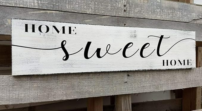 Home Sweet Home Sign, Above Couch Wooden Sign Decor, Farmhouse Faimly Room Wall Decorations (Sweet Home) 6x16 Inch
