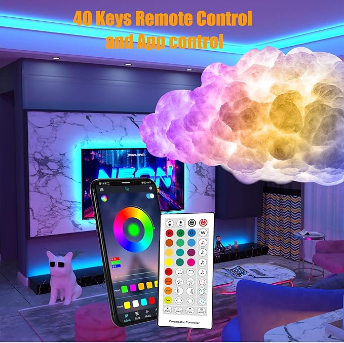 ViLSOM LED Cloud Light, 3pcs RGB Cloud Lamp with IC Remote Control and APP Control Cool Lights Sync Music Color Changing Led Lights for Bedroom Ceiling Adults and Kids Modern Home & Room Decor