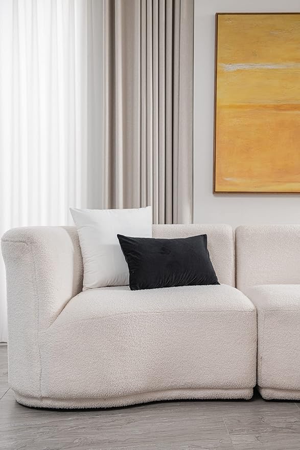 DEZENE Euro Sham Covers 26x26 Ivory White: Pack of 2 Cozy Soft Velvet Square Modern Luxury Decorative Throw Pillow Cases for Sofa Couch Living Room Bed Home Decor