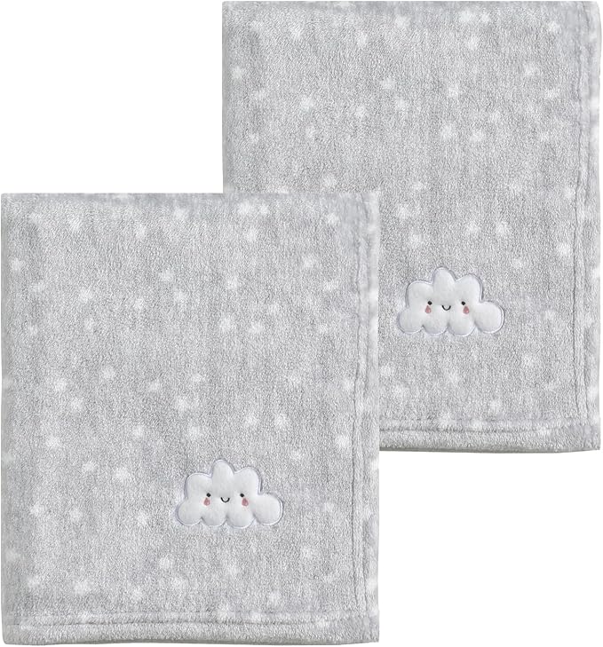 CREVENT 2Pcs 30''X40'' Cute Cozy Fluffy Warm Baby Blankets for Infants Toddlers' Bedding Crib Cot Stroller - Grey Cloud
