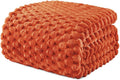 Exclusivo Mezcla Fleece Queen Blanket for Bed, Extra Large Fuzzy Burnt Orange Bed Blankets, Soft Cozy Plush Sofa Throws for All Seasons, 90x90 Inches