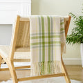 BATTILO HOME Spring Summer Plaid Throw Blanket for Couch Bed, Decorative White Green Stripe Blanket Throw Farmhouse Throw Blankets, Buffalo Checkered Plaid Blankets and Throws for Home Decor