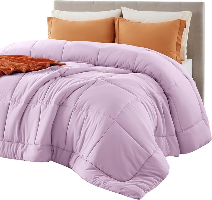 Bedsure Comforter Duvet Insert - Quilted Comforters Full Size, All Season Duvet, GentleSoft Down Alternative Bedding Blanket, with 8 Tabs, Gifts for Women/Men, Light Purple, Full 86 x 82 Inches