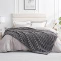 Amélie Home Faux Fur Throw Blanket for Couch, Cozy Fuzzy Fluffy Fur Luxurious Soft Striped Plush Gift Blankets for Family Sofa Chair Bedroom, 60"x80", Charcoal Grey
