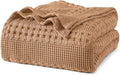 PHF 100% Cotton Waffle Weave Blanket King Size for Bed, Soft Lightweight & Breathable for Spring and Summer, All-Season Comfort, Luxury Aesthetic Blanket for Home Decor, 108"x90", Clay