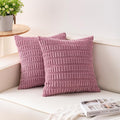 Aegero Pack of 2 Corduroy Decorative Throw Pillow Covers 24x24 Inch Soft Striped Pillow Covers Modern Farmhouse Home Decor for Sofa Living Room Couch Bed（Pink）