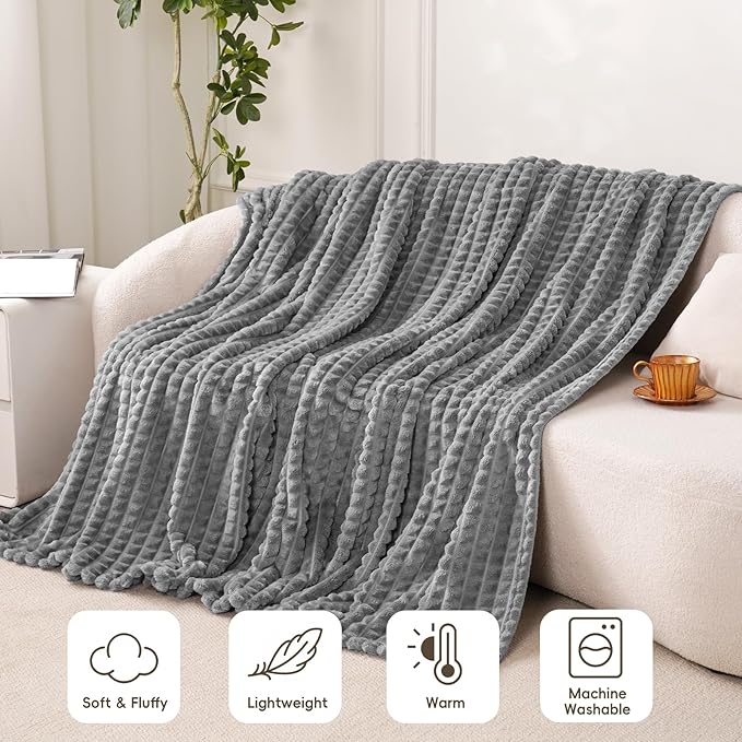 PHF Luxury Soft Fleece Blanket Twin Size, No Shed No Pilling, 380GSM Fluffy Cozy Throw Blankets for Bed, 66"x90", Lightweight Warm Bedding for Home Decor, Ideal Gift for Women, Sharkskin