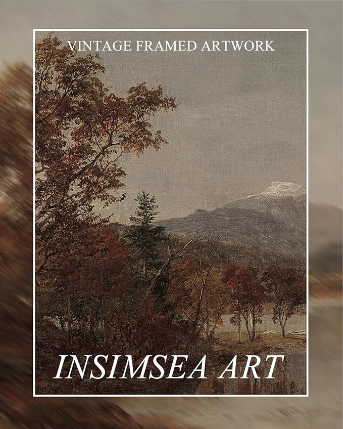InSimSea Extra Large Framed Vintage Wall Art, Living Room Country Farmhouse Decor, Fall Nature Landscape Paintings, Canvas Prints, Retro Scenery Long Picture for Bedroom Above of Bed,24x48inch