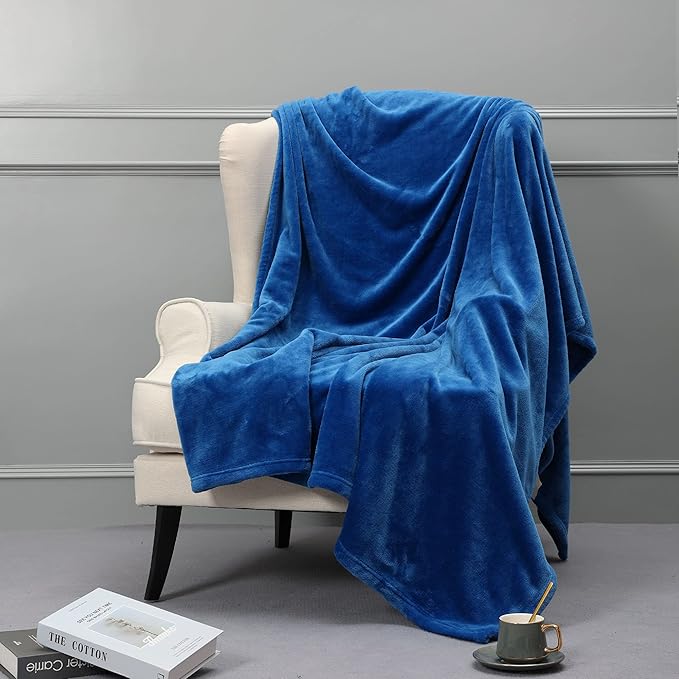 NANPIPER Fleece Blankets, Super Soft Flannel Queen Size Blanket for Bed, Luxury Cozy Microfiber Plush Fuzzy Blanket,Turquoise Blue