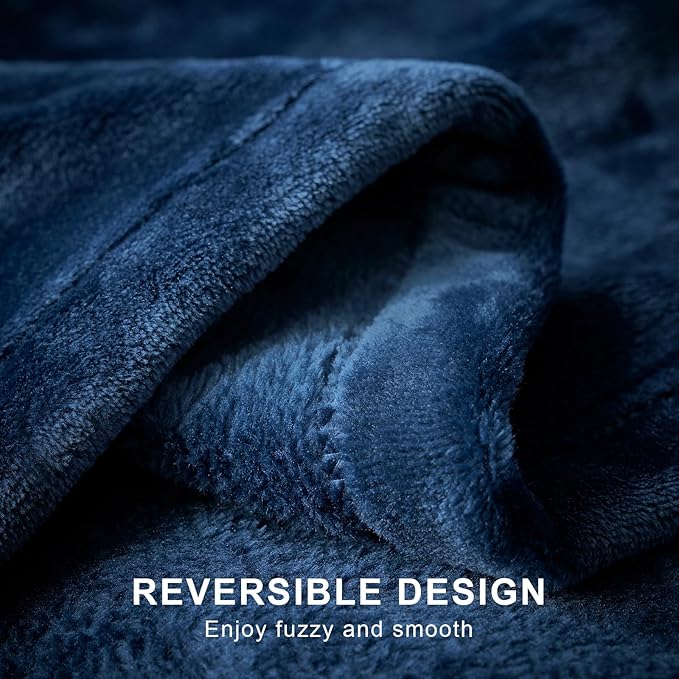 Hansleep Fleece Navy Throw Blanket, Super Soft Navy Blue Throw Blanket Flannel Fuzzy, Plush Cozy Blanket for All Seasons, Navy, Throw 50x60 Inches