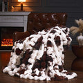 Faux Fur Throw Blanket for Couch, Fluffy Fuzzy Plush Bubble Blanket, Soft Warm Cozy Shaggy Rabbit Blanket, Luxury Decorative Gifts for Sofa Bedroom Living Room, 60x80inch (Cow Print-Brown)