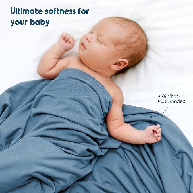 GRSSDER 2 Pack Newborn Swaddle Blanket, Ultra Soft Stretchy Jersey Knit Extra Large Size 33 x 44 Receiving Blankets for Easy Swaddling Baby Snug and Cozy
