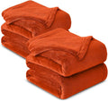 MOONLIGHT20015 Fleece Blankets Queen Size 90x90 Inches- 2 Pack - Super Soft Fluffy Throw Blanket for Sofa and Bed - Warm and Cozy Lightweight 400 GSM Microfiber Bed Throws Blankets (Queen, Rust)