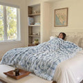 Luxury 1000GSM Throw Blanket, 60x80 Inches, Ultra Soft Double-Sided 3D Bubble Textured Faux Rabbit Fur, Frosted Blue & White, Reversible High-Density Plush Warm Blanket for Sofa & Bed