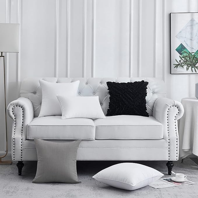 FAVRIQ 16 x 16 Pillow Inserts (Set of 2) - 16 Inch Square Interior Sofa Throw Pillow with 100% Cotton Cover - Decorative Pillow Insert Pair - White Couch Pillow