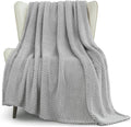 Whale Flotilla Extra Large Fuzzy Fleece Throw Blanket for Couch, 50x70 Inch Fluffy Warm Soft Jacquard Blankets for All Season, Lightweight and Cozy, Light Grey