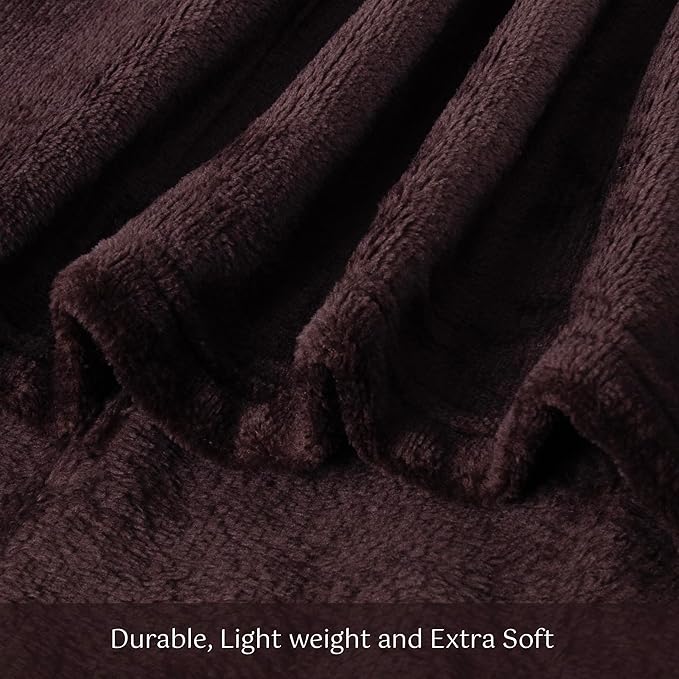 Polar Fleece Throw Blanket for Couch, Twin Bed, Chair, Kids, Adults, Pets 50x60 Soft Cozy Reversible Throw Blanket (Chocolate Brown)