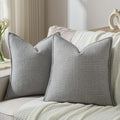 FUTEI Light Grey Decorative Throw Pillow Covers 18x18 Inch Set of 2,Soft Houndstooth Gingham Textured Cushion Case,Modern Home Decor for Couch Bed Living Room