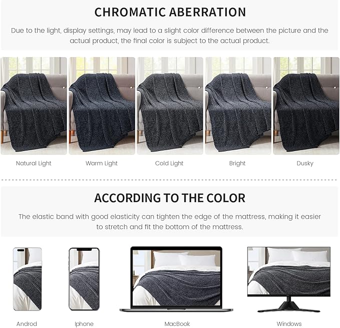 BOURINA Chenille Throw Blanket for Couch Sofa Chair Bed Home Decoration, Soft Warm Cozy Blanket for All Season（50" x 60", Grey）