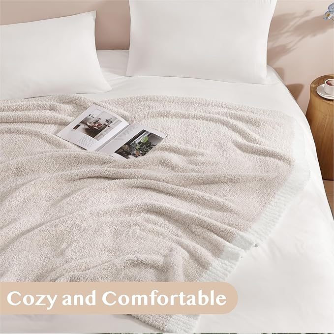 WRENSONGE Throw Blanket Cationic Dyeing Taupe Soft Cozy Fluffy Warm Hand Made Throw Blankets for Couch, Sofa, Chair, Bed, Camping, Picnic, Travel Lightweight Bed Blanket - 50"*70"