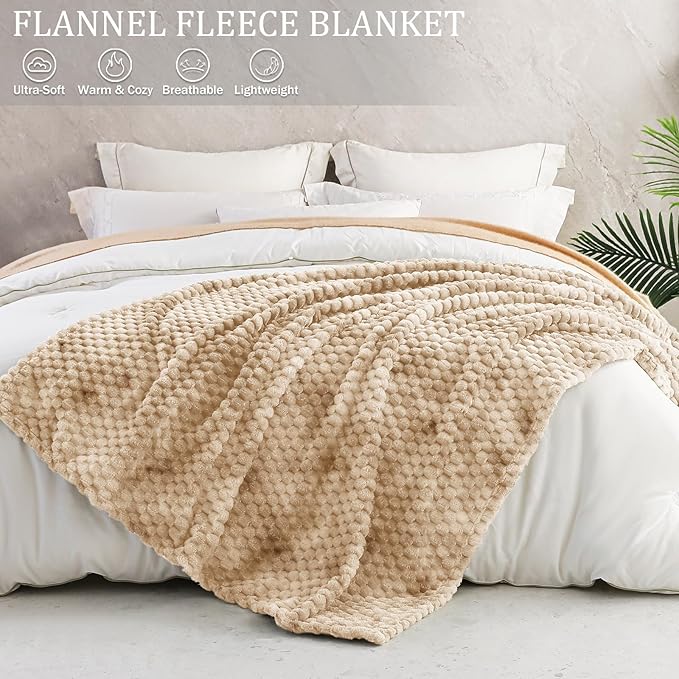 Exclusivo Mezcla Fleece Twin Blanket for Bed, Extra Large Fuzzy Tie-dye Camel Bed Blankets, Soft Cozy Plush Sofa Throws for All Seasons, 60x80 Inches
