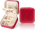 Plush Velvet Travel Jewelry Case Small Jewelry Box Jewelry Organizer Storage Case Portable Jewelry Travel Case for Girls Womens Earring, Necklace, Rings,Bracelets with Mirror