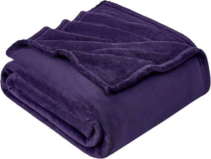 Hansleep Fleece Blanket for Couch Purple, Super Soft Flannel Fuzzy Throw Plush Cozy Blanket for All Seasons, Purple, Throw 50x60 Inches