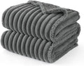 Bedsure ComfyFleece™ Waterproof Blanket for Bed - Soft Plush Dog Blankets for Large Dogs Corduroy Fleece Washable, Cozy Calming Reversible Furniture Protection for Pet Cat,86"x90", Queen, Warm Grey