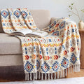 CASAAGUSTO Boho Throw Blanket - Colorful Decorative Blankets with Tassel, Printed Flannel Bohemian Blanket for Chair, Bed, Sofa, Couch(60 * 80, Colorful)