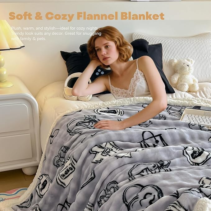 Twin Size 45"x60" Reversible Fleece Throw Blanket - Ultra Soft Warm for Bed/Couch - Cozy Home Decor & Gift