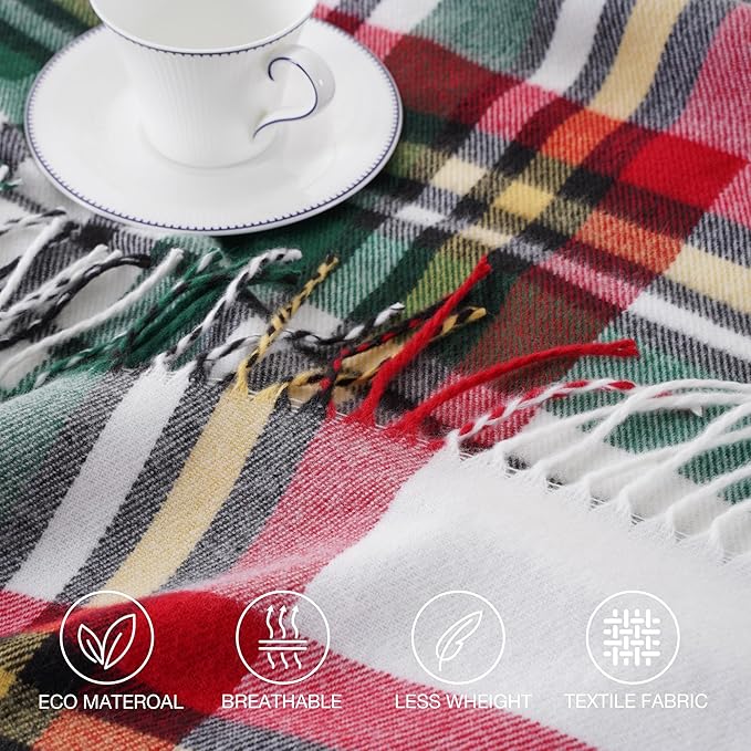 BATTILO HOME Christmas Green Plaid Throw Blanket for Couch Bed, Decorative Red Green Blanket Throw, Buffalo Checkered Plaid Blankets and Throws Farmhouse Style for Home Christmas Decor 50"x60"