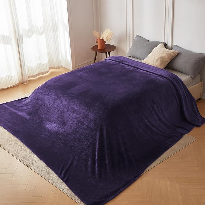COOVA Oversized King Fleece Blanket 120x120 inches, Soft Cozy Warm Giant Extra Large 10'x10' Blanket for Bed, Sofa, Couch,Travel, Camping, California Huge Flannel Big Throw Blanket, Pueple