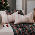 Hckot Christmas Throw Pillow Covers 12x20 Red Pillow Covers Striped Xmas Decorations Pillows Lumbar Farmhouse Cushion Covers Winter Holiday Decor for Sofa Living Room (Red)