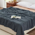 Love's cabin 100% Cotton Muslin Blanket, 6 Layer Lightweight Breathable Gauze Queen Size Blanket 90 x 90 Inches, Soft All Season Blanket for Bed, Dark Grey
