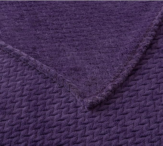 COOVA Oversized King Fleece Blanket 120x120 inches, Soft Cozy Warm Giant Extra Large 10'x10' Blanket for Bed, Sofa, Couch,Travel, Camping, California Huge Big Throw Blanket, Jacquard Pueple