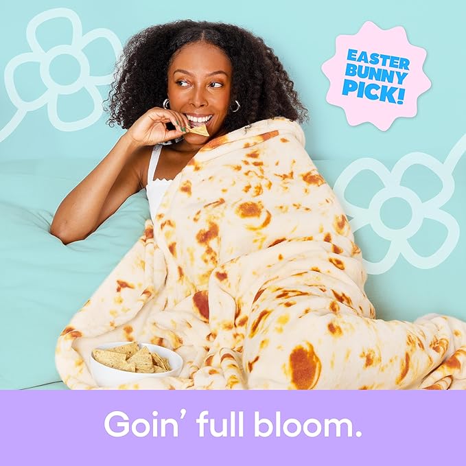 Cozy Concepts Co. Burrito by Relatable, Viral Trend Inspired, Looks Like a Giant Tortilla to Wrap Yourself Up Like a Burrito, Great Easter Gift for Room Decor or Easter Basket Stuffers, Large Size 65”
