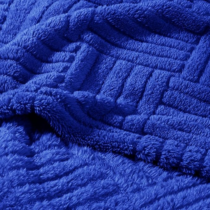 Whale Flotilla Lightweight Fleece Throw Blanket for Couch, Fuzzy Soft Blankets with Decorative Jacquard Pattern for All Season, Warm and Fluffy, 50x60 Inch, Blue