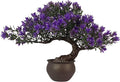 Artificial Bonsai Tree Fake Plants for Home Decor, Living Room Bathroom Bookshelf Entryway Table Wall Shelf Modern Farmhouse Decor, 9.5" Tall, Purple