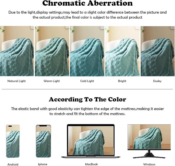 NEWCOSPLAY Super Soft King Blanket Light Teal Premium Silky Flannel Fleece 3D Checkered Lightweight Bed Blanket All Season Use (Light Teal Checkered, King(90"x110"))