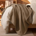 PHF Ultra Soft Waffle Weave Throw Blanket 50"x 60"- Washed Lightweight Breathable Cozy Woven Blanket for Bed - Aesthetic Decor for Couch Bedding Sofa Home Car - Mocha