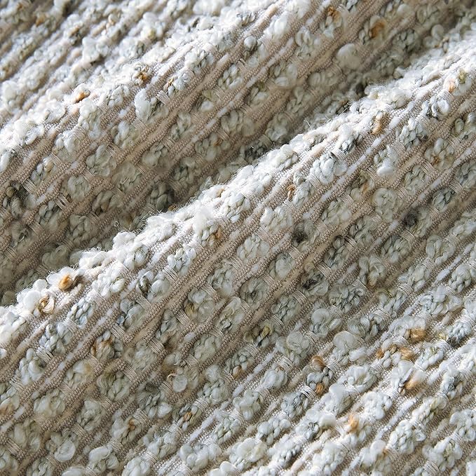 Decorative Lumbar Pillow Cover 14x36 Cream Gray Striped Wool Long Body Pillow Neutral Textured Boho Lumbar Throw Pillow Cushion Covers for Modern Farmhouse Sofa Bed Living Room Decor SY011-B14