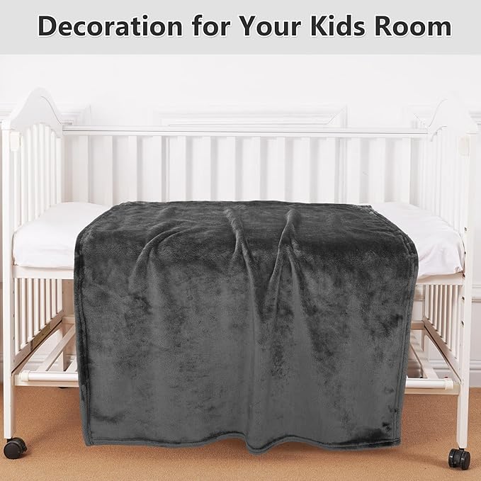 Lukeight Baby Blanket Fleece Toddler Blankets for Boys and Girls, Soft Cozy Fluffy Small Baby Newborn Blankets for Crib, Stroller, Travel and Bed (Grey, 30x40 Inches)