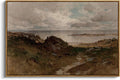 InSimSea Framed Canvas Wall Art Vintage Decor, Seaside Path Wilderness Landscape Paintings Artwork, Large Prints, Retro Wall Decorations for Living Room Bedroom Bathroom, 24"x36"