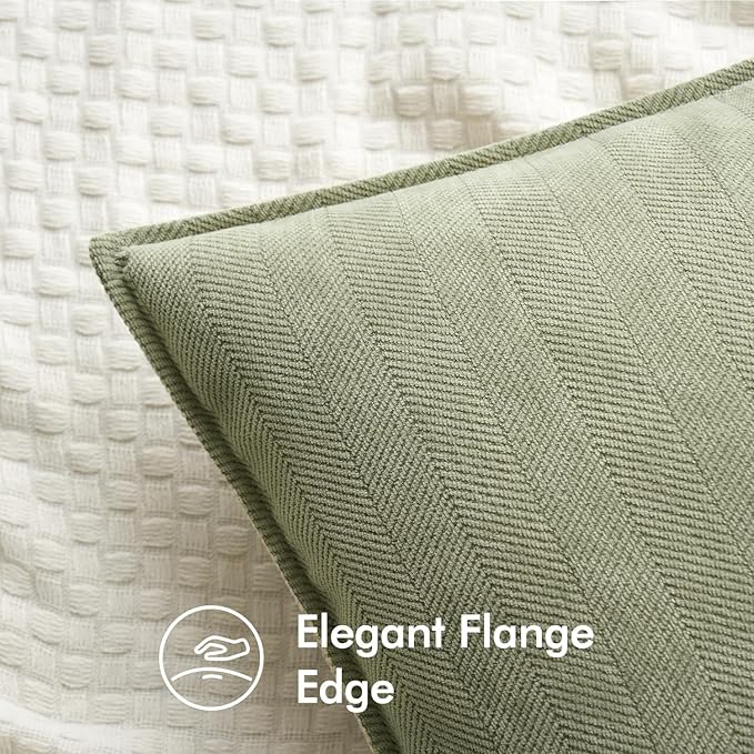 MIULEE Pack of 2 Sage Green Decorative Pillow Covers 18x18 Inch Soft Chenille Luxurious Couch Throw Pillows Farmhouse Cushion Covers with Elegant Design for Sofa Bedroom Living Room Spring Home Decor