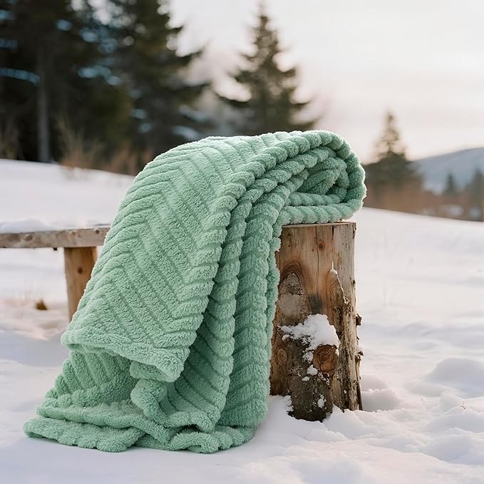 Joiedomi Sage Green Throw Blanket for Couch, Soft & Warm Sage Green Fleece Blankets Gifts for Women Mom, Cozy Cute Soft Throw 50x60 Inches