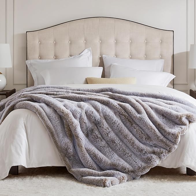 Hyde Lane Soft Faux Rabbit Fur Throw Blanket, Luxury Plush Fuzzy Blanket for Sofa Couch, Thick Fluffy Cozy Throw for Women As a Gift, Periwinkle Chinchilla, 60"x80"