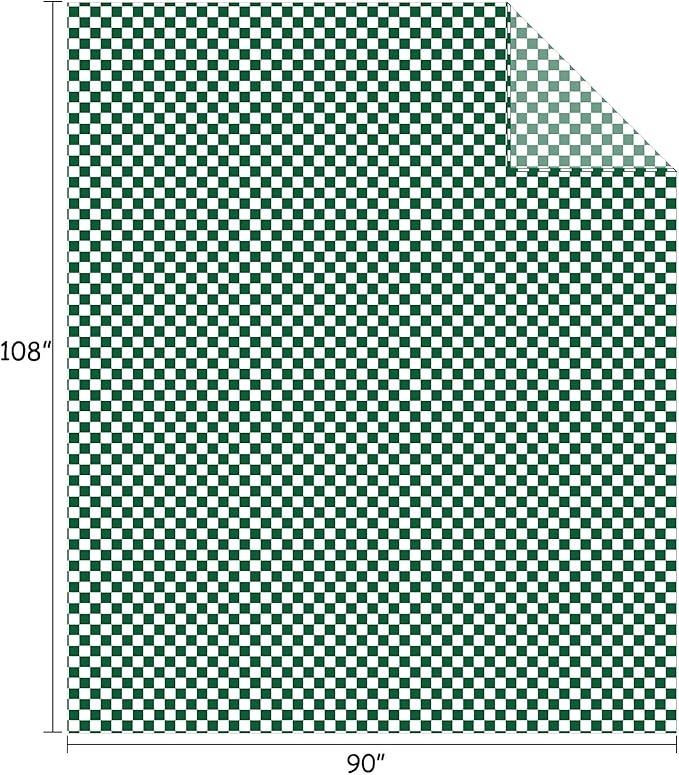 FY FIBER HOUSE Checkered Flannel Fleece Throw Blanket King Size Soft Cozy Checkerboard Grid Print Chessboard Gingham Pattern Blankets for Bed Couch Sofa, 90"x108", Green